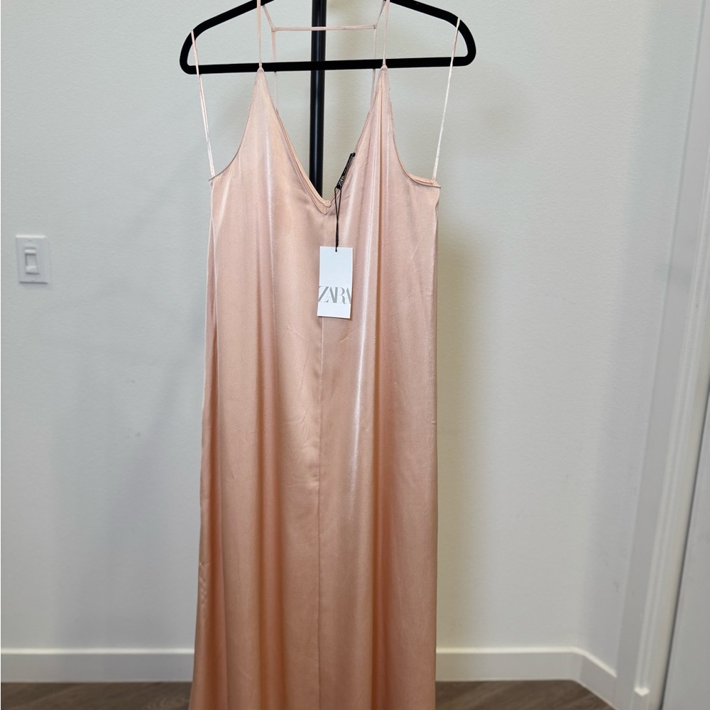 NWT Zara Blush Satin dress